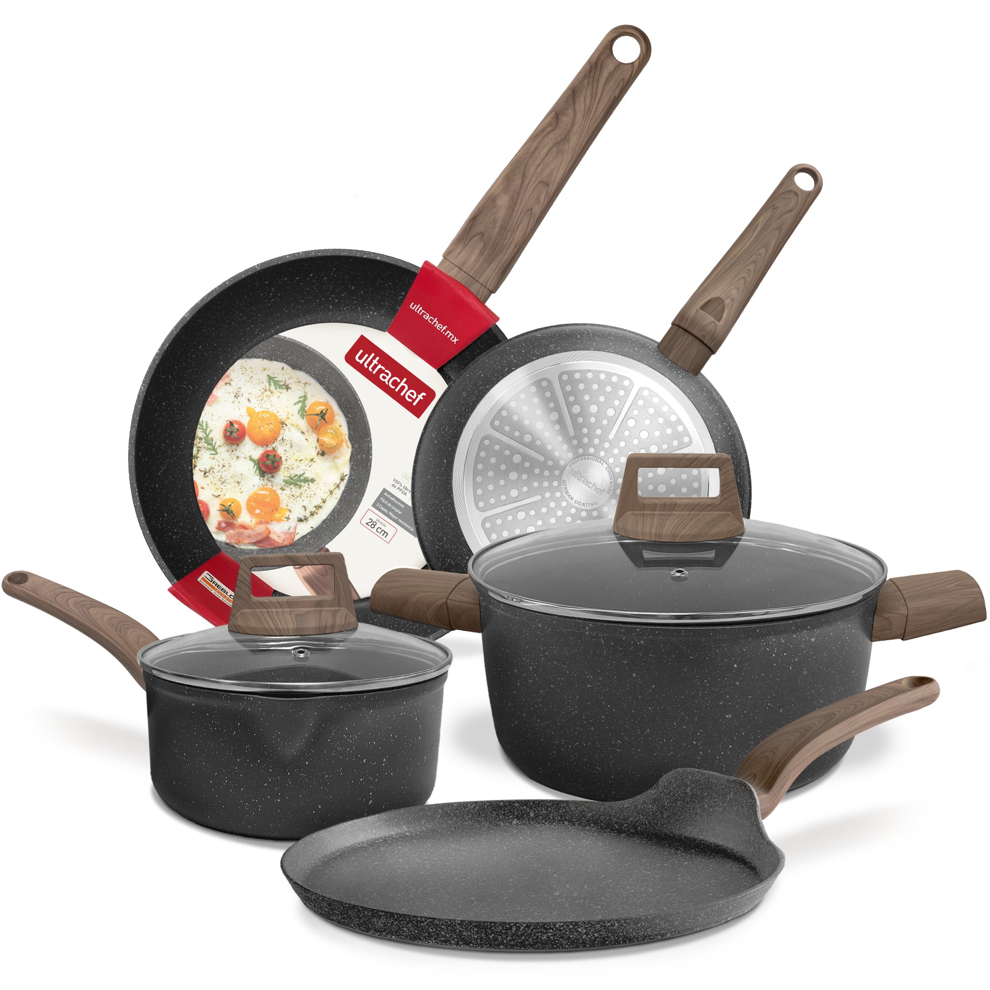 Batería de cocina y Juego de Sartenes, Ollas y Crepera Master Stone