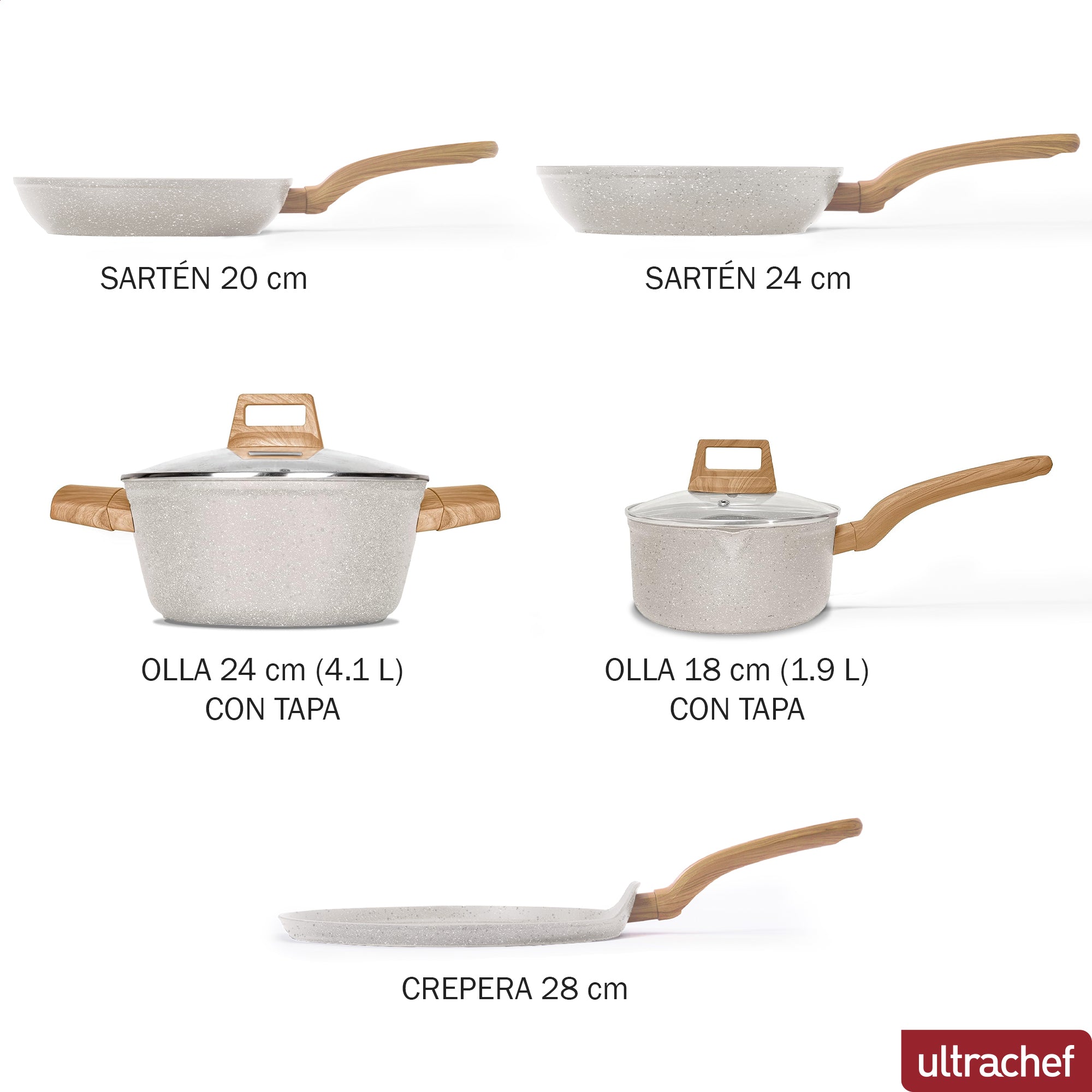 Batería de cocina y Juego de Sartenes, Ollas y Crepera Master Stone