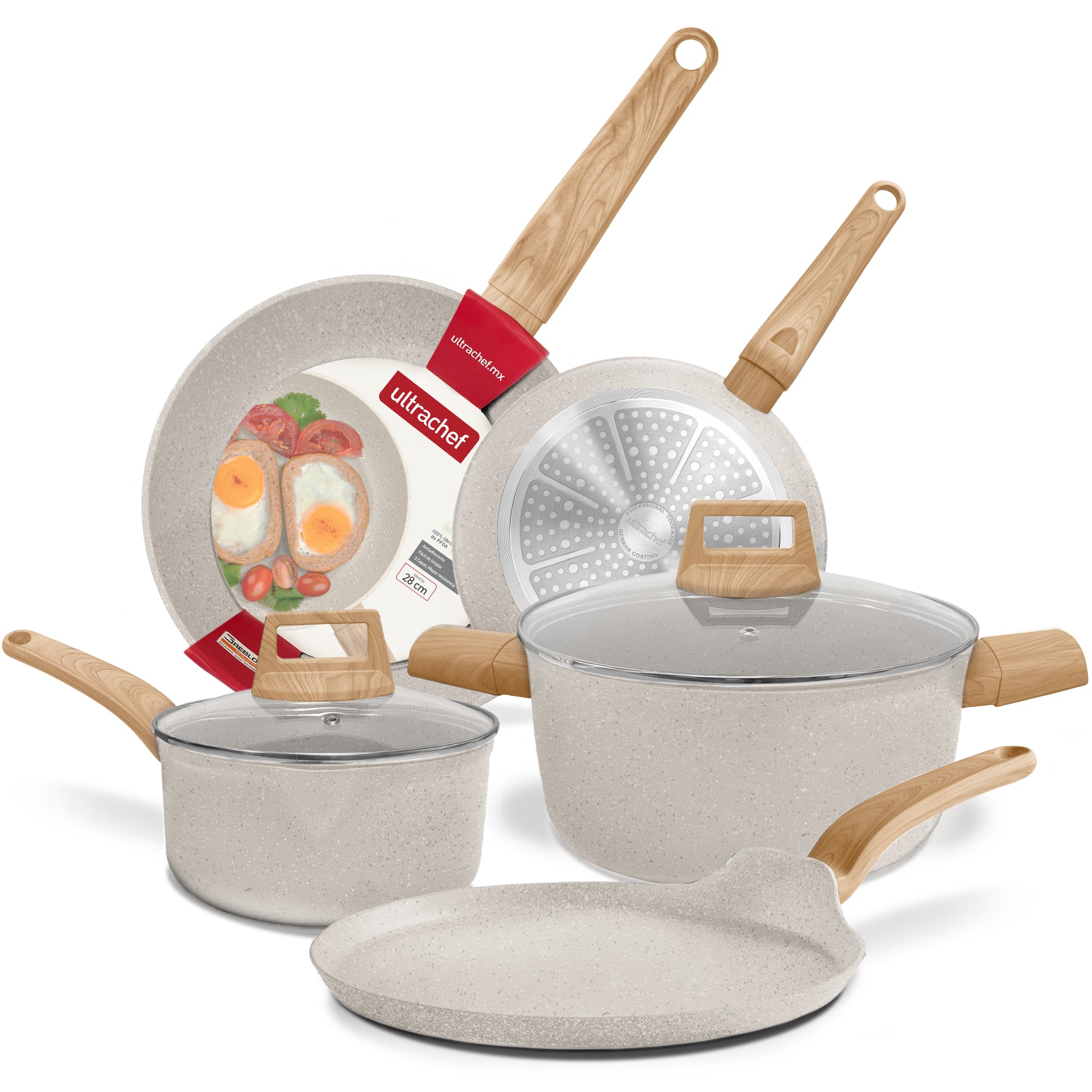 Batería de cocina y Juego de Sartenes, Ollas y Crepera Master Stone