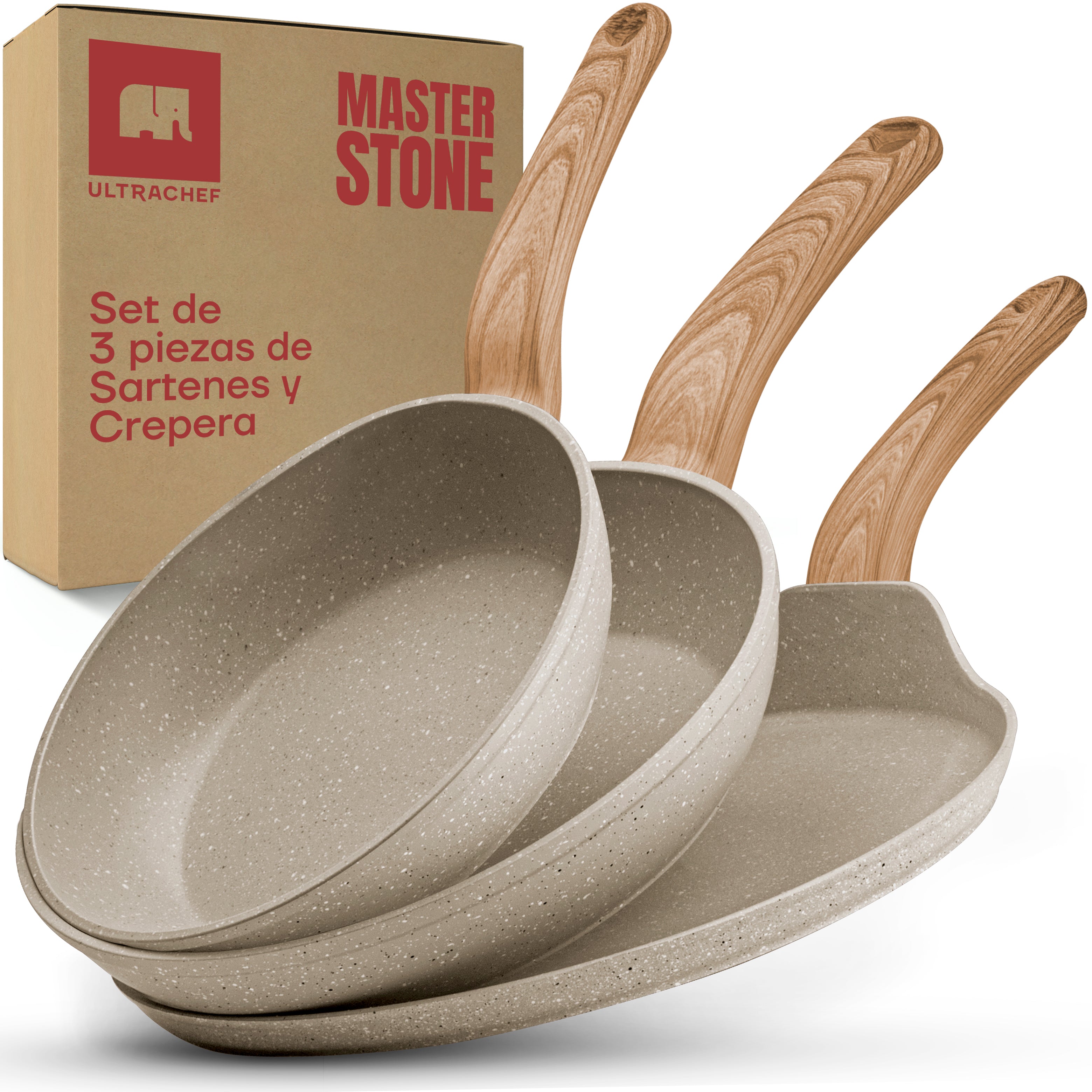 Batería de cocina y Juego de Sartenes, Ollas y Crepera Master Stone