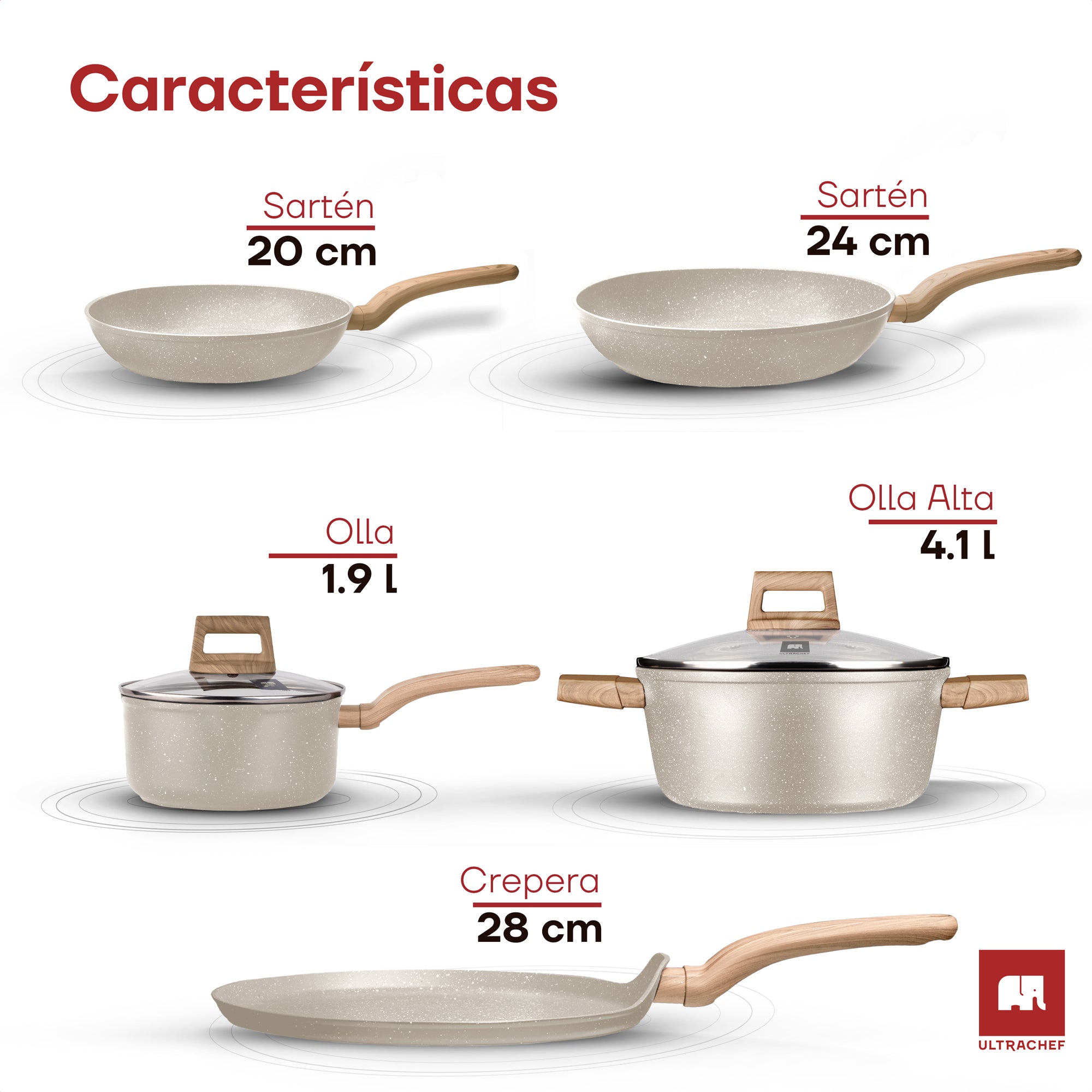 Batería de cocina y Juego de Sartenes, Ollas y Crepera Master Stone