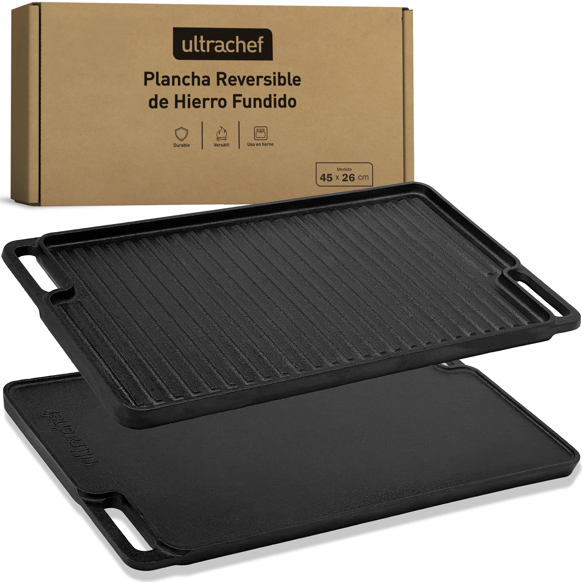 Plancha Hierro Fundido Reversible