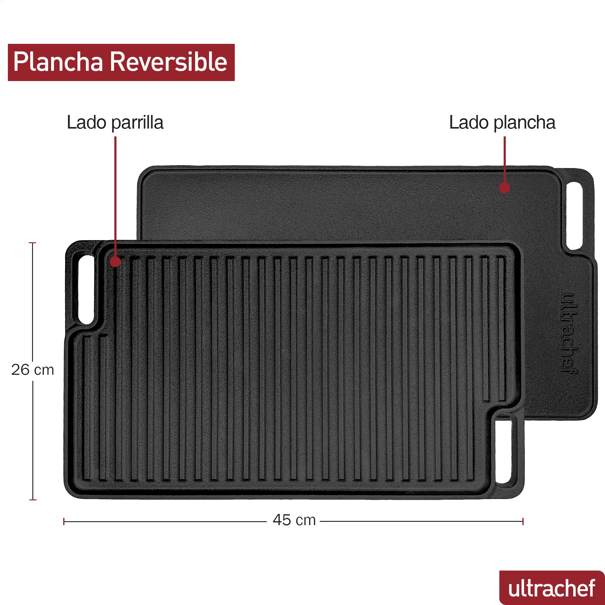 Plancha Hierro Fundido Reversible