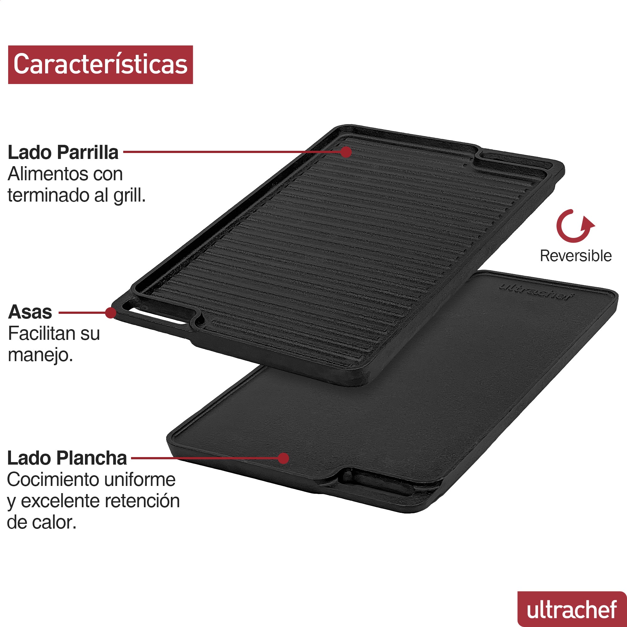 Plancha Hierro Fundido Reversible