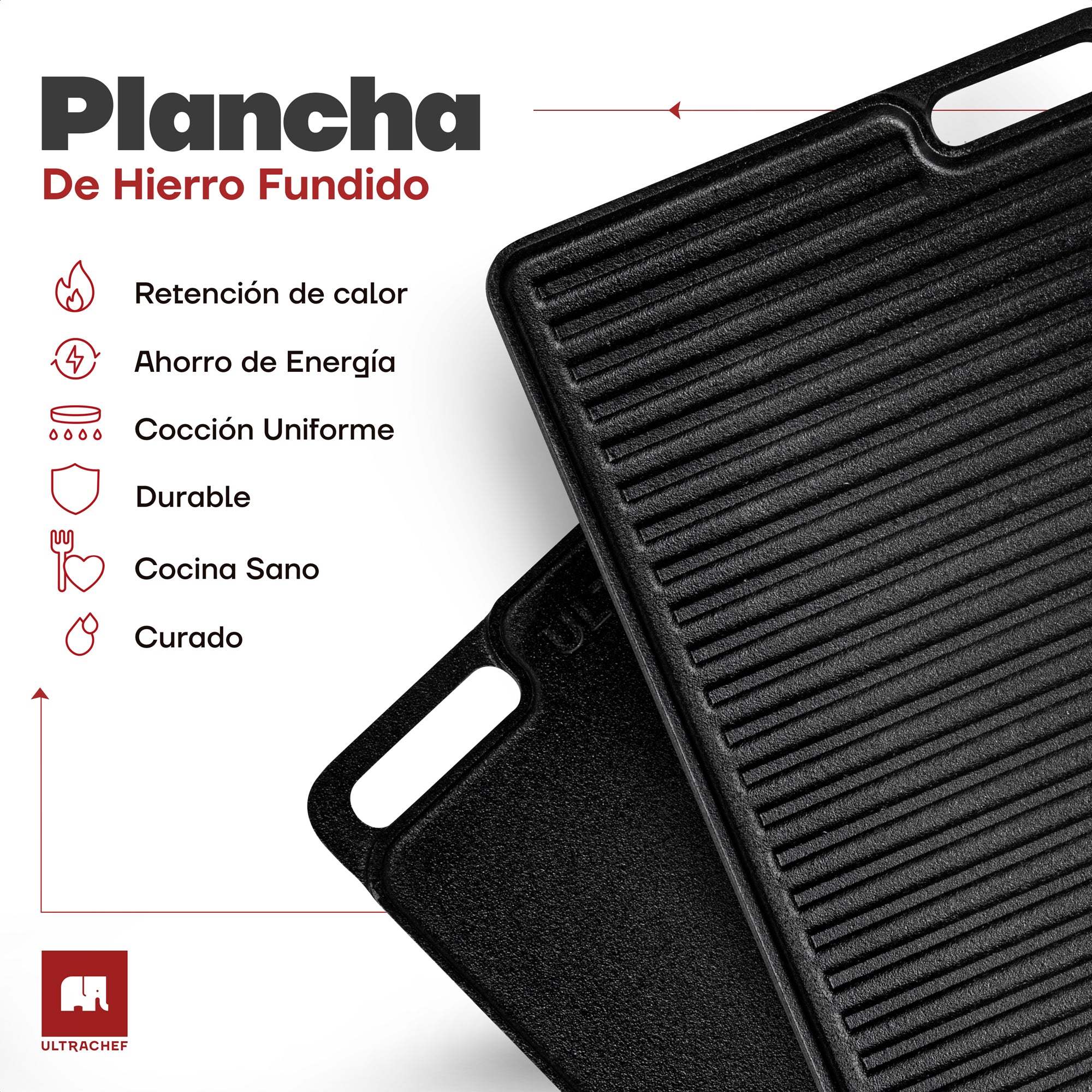 Plancha Hierro Fundido Reversible