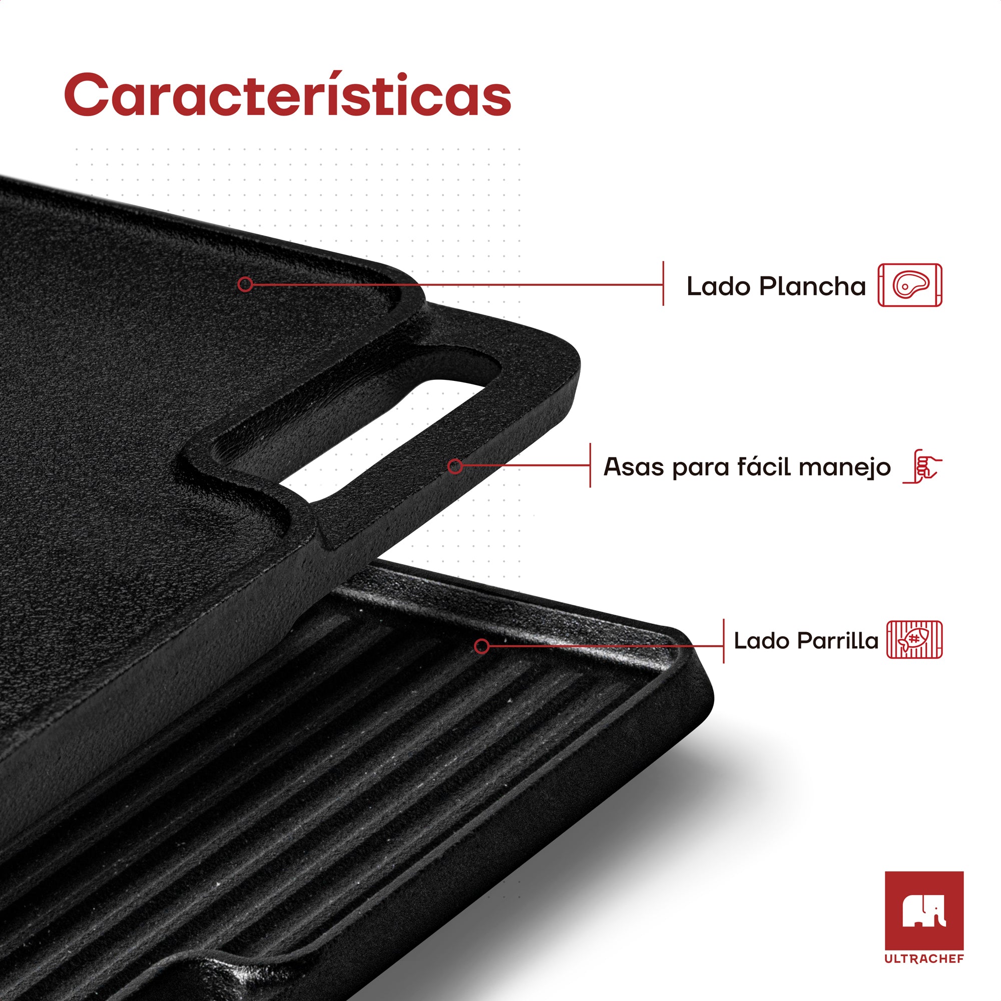 Plancha Hierro Fundido Reversible